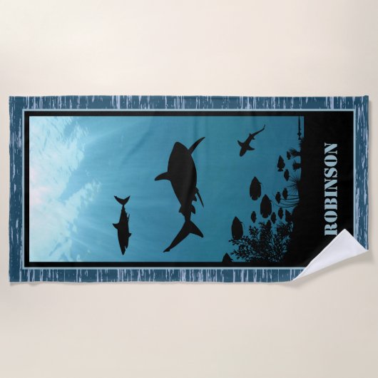 Haaien Blauw Zee Strandlaken (Voorkant)