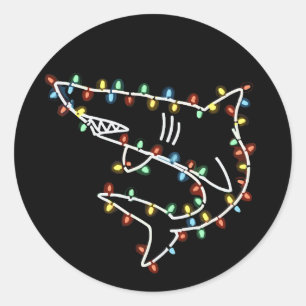 Haaien Boom Kerstmis Kersthuisdier Dier Haaienlief Ronde Sticker