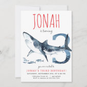 Haaien derde verjaardagsuitnodiging kaart (Voorkant)