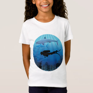 Haaien duikende scuba duiker onderwater t-shirt