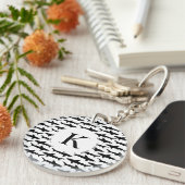 Haaien - Elegant Black en White Shark Pattern Sleutelhanger (Voorkant Rechts)