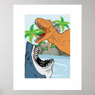 Haaien en dinosaurussen voor jongens poster