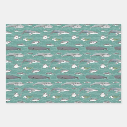 Haaien en walvissen Onderzeese omlooppapier Inpakpapier Vel (Voorkant 2)