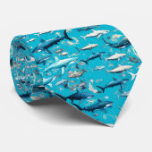 Haaien en Zee leven op Zee Blue Stropdas (Opgerold)