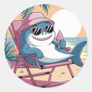 Haaien eten zomerse ijssalon sticker