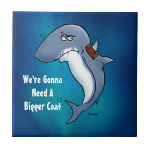 Haaien hebben een grotere Cartoon van de munt nodi Tegeltje