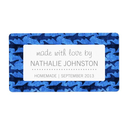 Haaien in het Deep Blue Zee Etiket (Voorkant)