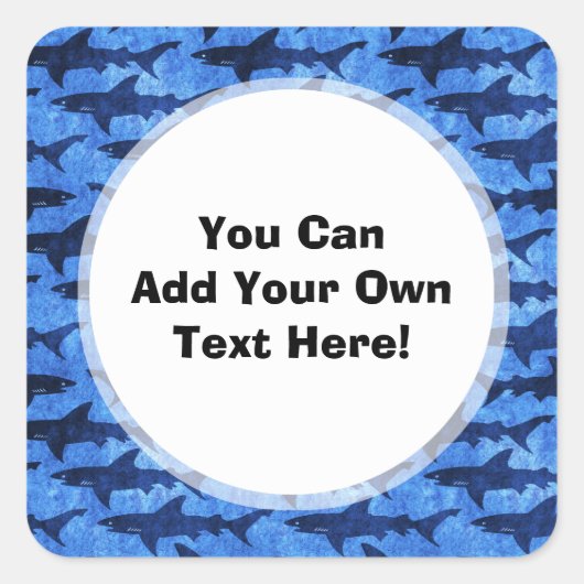 Haaien in het Deep Blue Zee Vierkante Sticker (Voorkant)