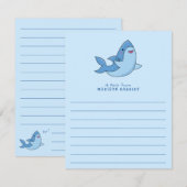 Haaien Kind Cute Kawaii Flat Briefpapier Kaarten (Voorkant / Achterkant)