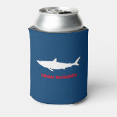 Haaien met zijn naam, blauw blikjeskoeler (Blikje Achterkant)