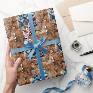 Haaien Monster Truck Modder Spat Jongen Verjaardag Cadeaupapier