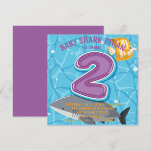 Haaien Onder De Zee 2e Verjaardagsfeest Uitnodigin Kaart