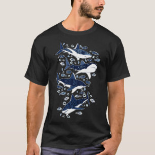 Haaien op lichtblauw t-shirt