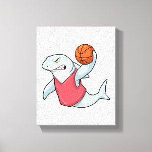 Haaien op sport met Basketball Canvas Afdruk