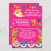 Haaien Roze Verjaardag uitnodiging (Voorkant / Achterkant)