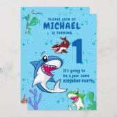 Haaien Verjaardag Eerste Verjaardag Oceaan Kindere Kaart (Voorkant / Achterkant)