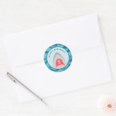Haaien verjaardagsfeestje ronde sticker (Envelop)