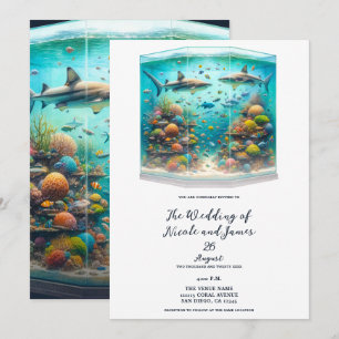 Haaien & Vis Aquatisch Aquarel Aquarium Bruiloft Kaart