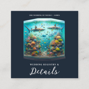 Haaien & Vis Aquatisch Aquarel Aquarium Bruiloft Vierkante Visitekaartje