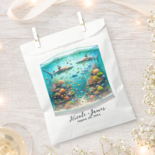 Haaien & Vis Aquatisch Waterverf Aquarium Bruiloft Bedankzakje
