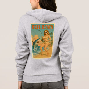 Haaien vissen op het strand Pin-Up Retro Kustleven Hoodie