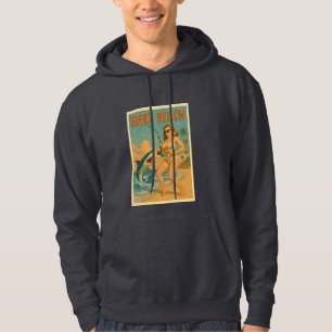 Haaien vissen op het strand Pin-Up Retro Kustleven Hoodie