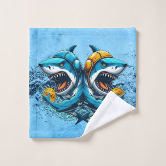 Haaien Waterpolo Thema Gezicht Doek / Flanel Washandje