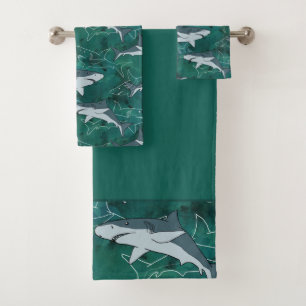 Haaien, zee, zee, vis, roofdieren, dieren, kaak, bad handdoek