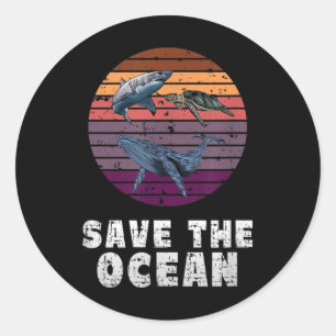 Haaien, Zeeen schildpad, walvis, milieubescherming Ronde Sticker
