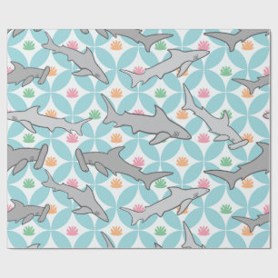 Haaien zwemmen de Mid Century Current Cadeaupapier