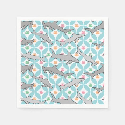 Haaien zwemmen de Mid Century Current Servet (Voorkant)