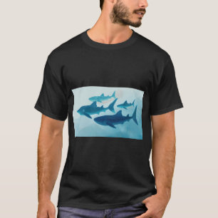 Haaien zwemmen in blauw water t-shirt