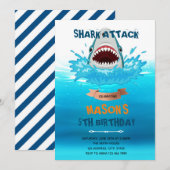 Haaienaanval zwembad verjaardagsfeestje kaart (Voorkant / Achterkant)