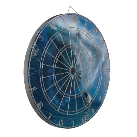 Haaiengezicht surfer oceaanblauwe lucht dartbord (Voorkant Links)