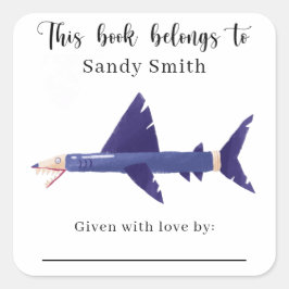 Haaienpotlood - Dit boek is eigendom van met beric Vierkante Sticker