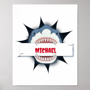 Haaientanden Open Mond Gepersonaliseerd Poster