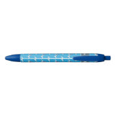 Haaienvinnen patroon kind blauw pennetje met naam blauwe inkt pen (Achterkant)