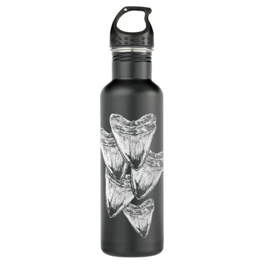 Haailiefhebbers Megalodon fossiele tand Waterfles (Voorkant)