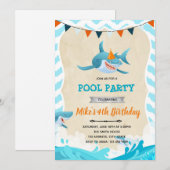 Haaiverjaardagsfeest uitnodiging (Voorkant / Achterkant)