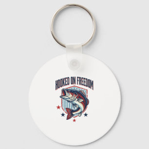 Haak aan vrijheid vintage bas vissen shirt ontwerp sleutelhanger