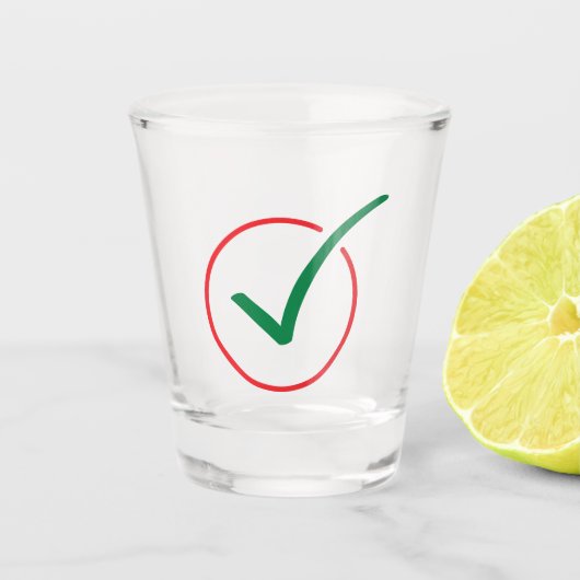Haak & Check Mark Shot Glass – Vet Vector Design Glas (Voorkant)