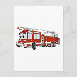 Haak en Ladder Fire Truck Cartoon Briefkaart