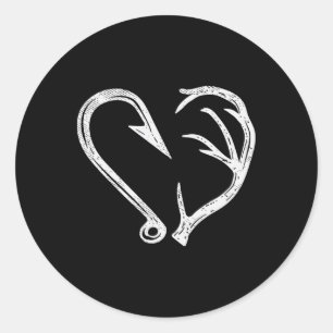 Haak Geweih Hart Liefde Vissen Jagen Vis Herten H Ronde Sticker