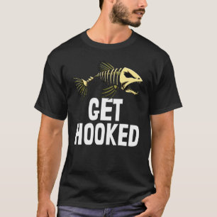 Haak je vast S Skelet Vis Bot T-shirts Scherpe Tan