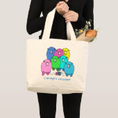 Haak. Schattige luffy schaap en garen met jouw naa Grote Tote Bag (Voorkant (product))