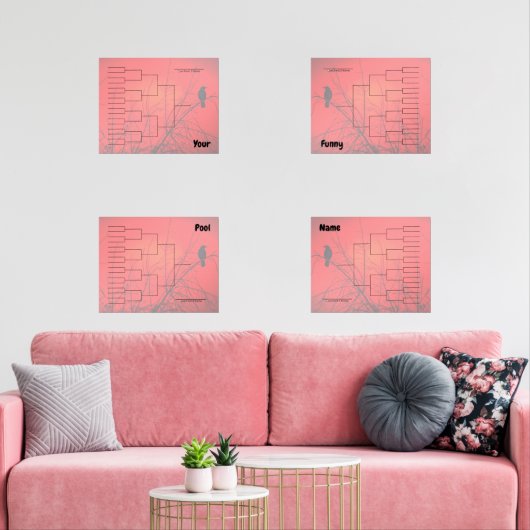 Haak Toernooi Kwadrant Rode Kraai Muurkunst Sets (Woonkamer)