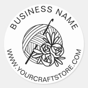 Haakbedrijf Website Aangepaste Naam Bloem Ronde Sticker