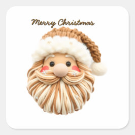 Haakgaren Kerstman Vierkante Sticker
