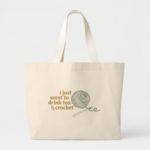 Haakgereedschapstas Haak & Drink Thee, Aangepaste Grote Tote Bag
