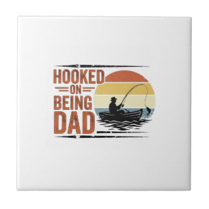 Haakjes Op Zijn Vader Vintage Vis T-shirt Ontwerp_ Tegeltje